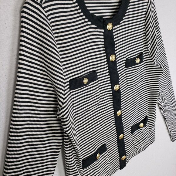 NWOT J.Crew Vintage Rib Knit Lady Jacket in Stripe sz L Nautical Preppy Classic - Picture 5 of 16